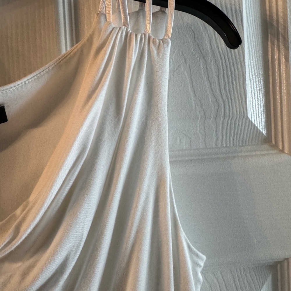 White House Black Market White Draped Cowl Neck Sleeveless Top - Picture 3 of 5